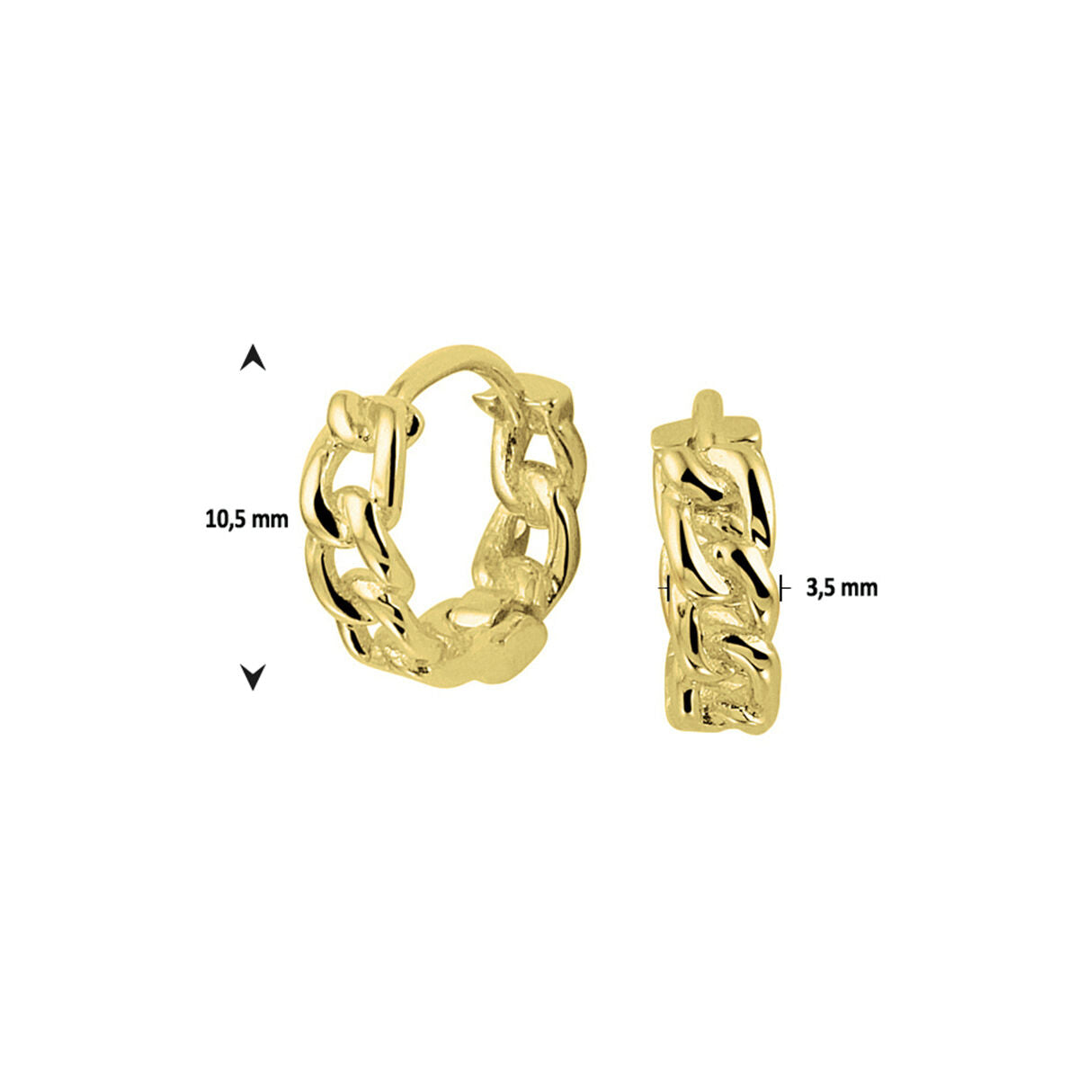 orecchini a cerchio con chiusura a scatto 1 micron argento placcato oro (giallo)