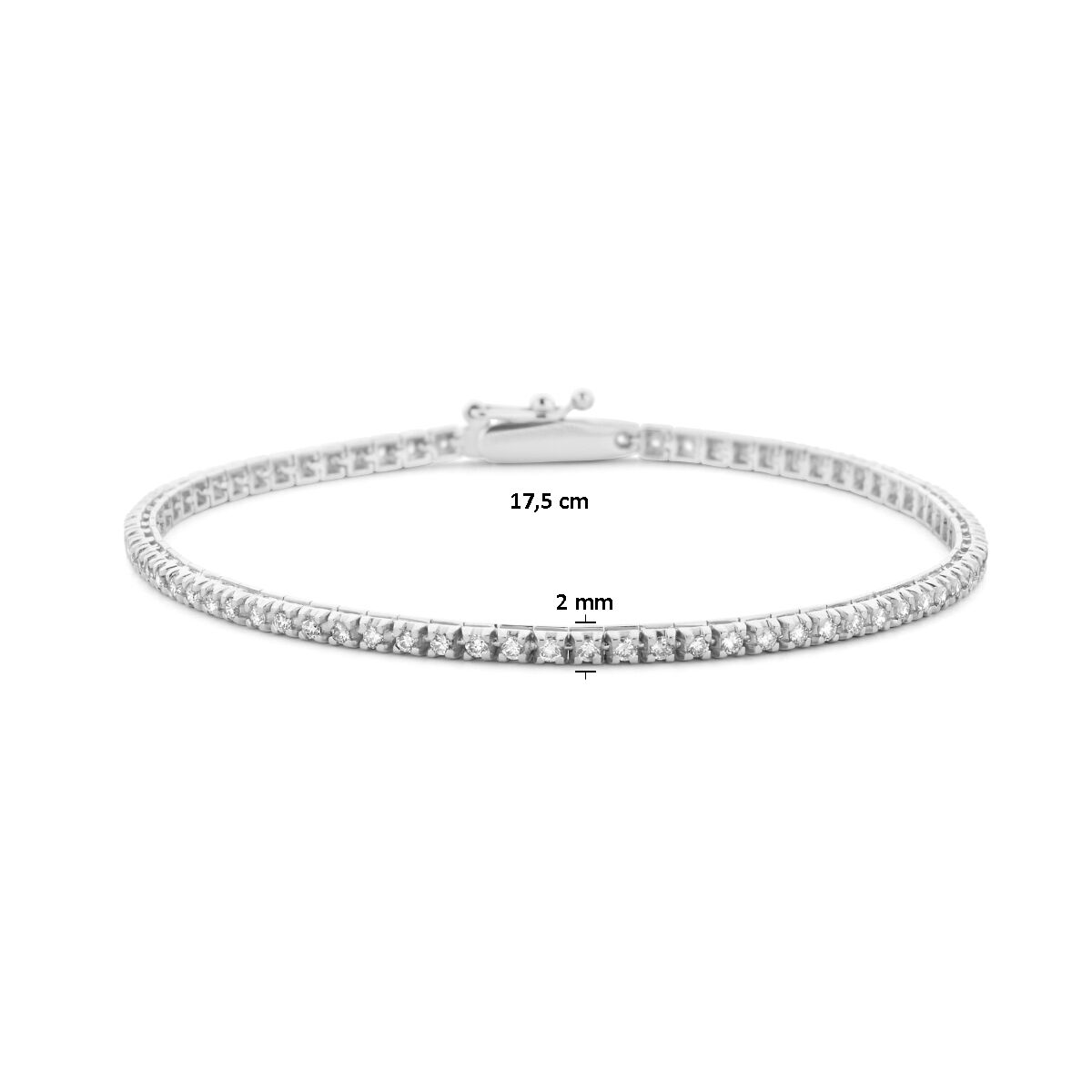 bracciale tennis diamante lab grown 1.00ct g si 2,0 mm 17,5 cm 14K oro bianco