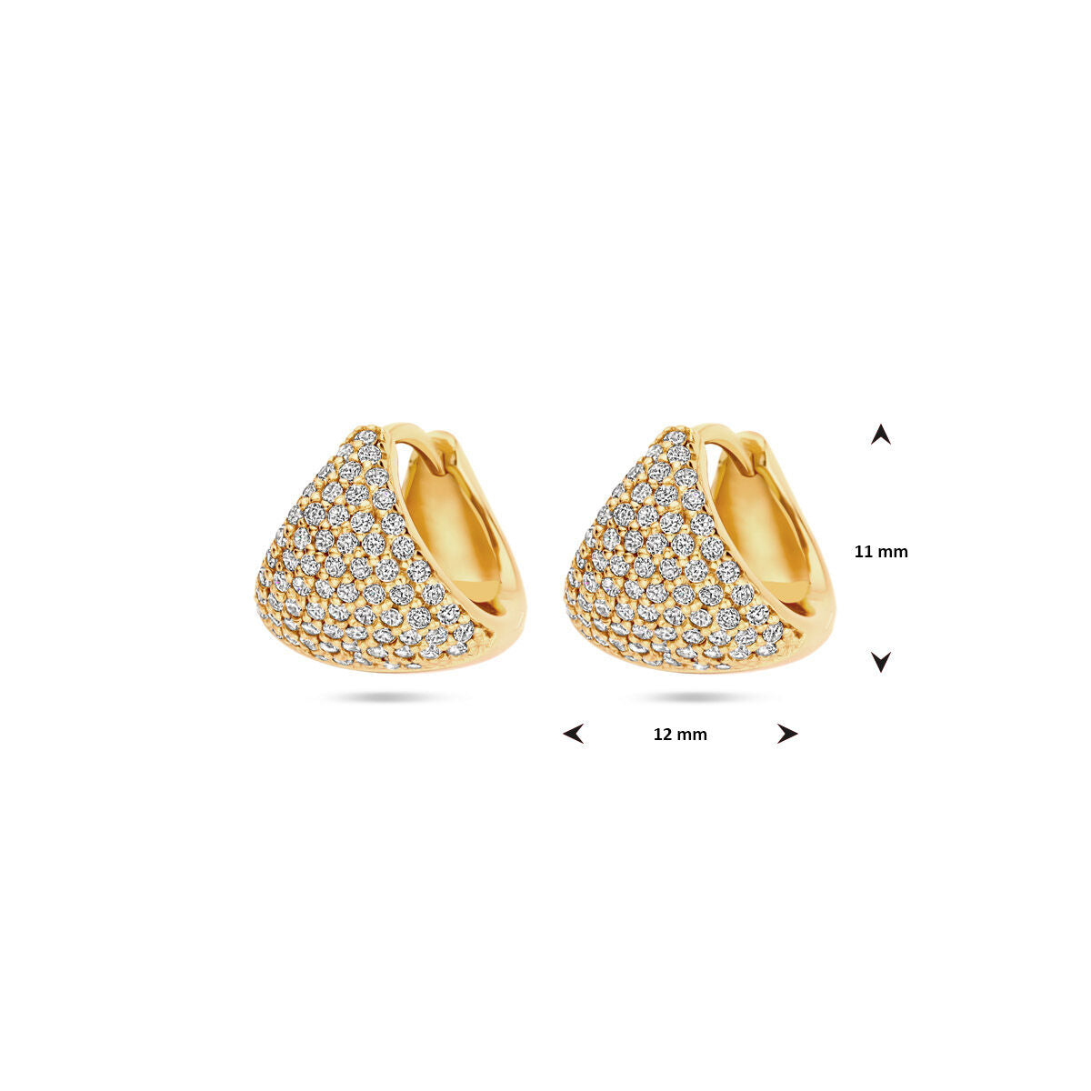 orecchini a cerchio a scatto zirconia 11 mm 1 micron argento dorato (giallo)