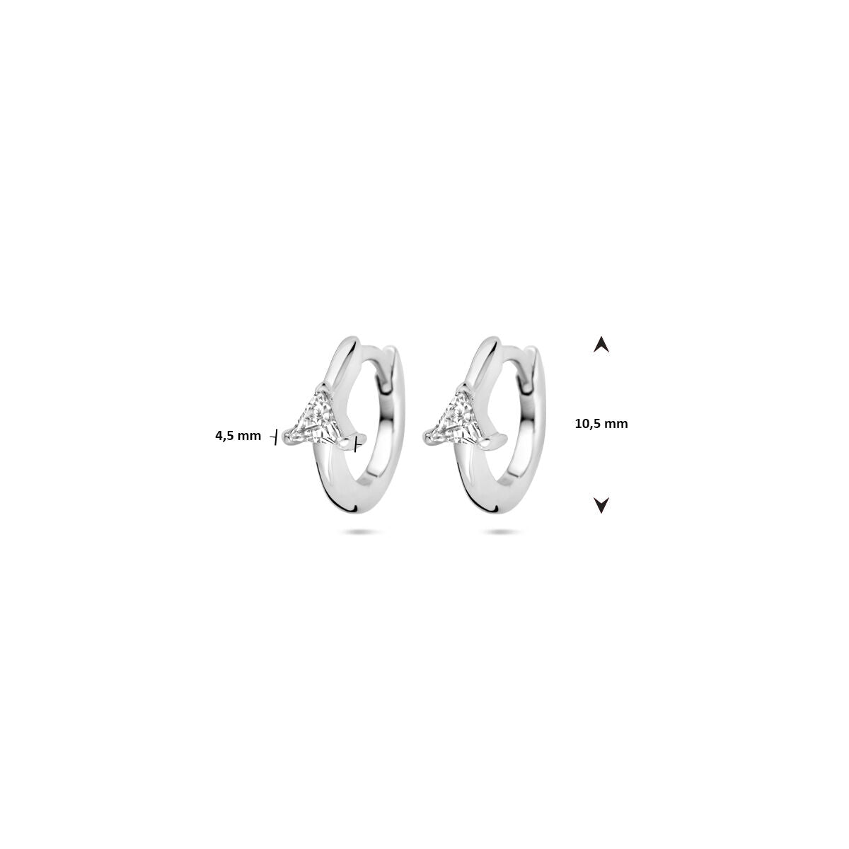 orecchini a scatto zirconia 10,5 mm argento rodiato
