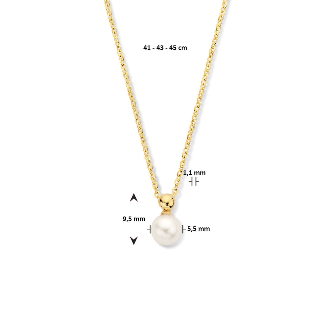 Gouden dames ketting parel 14K