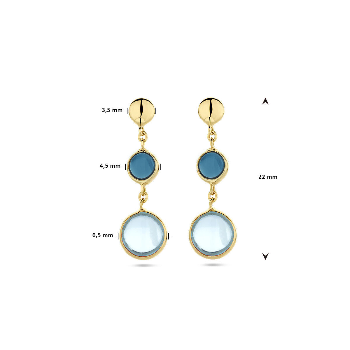 orecchini pendenti topazio blu e topazio london blue 14K oro giallo