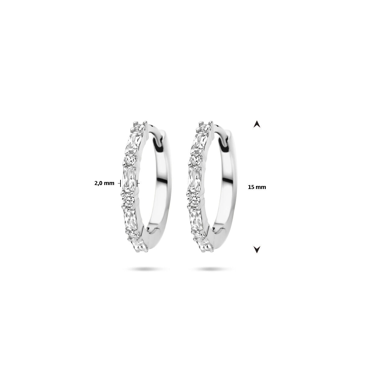 Creole zirconia 15 mm argento rodiato
