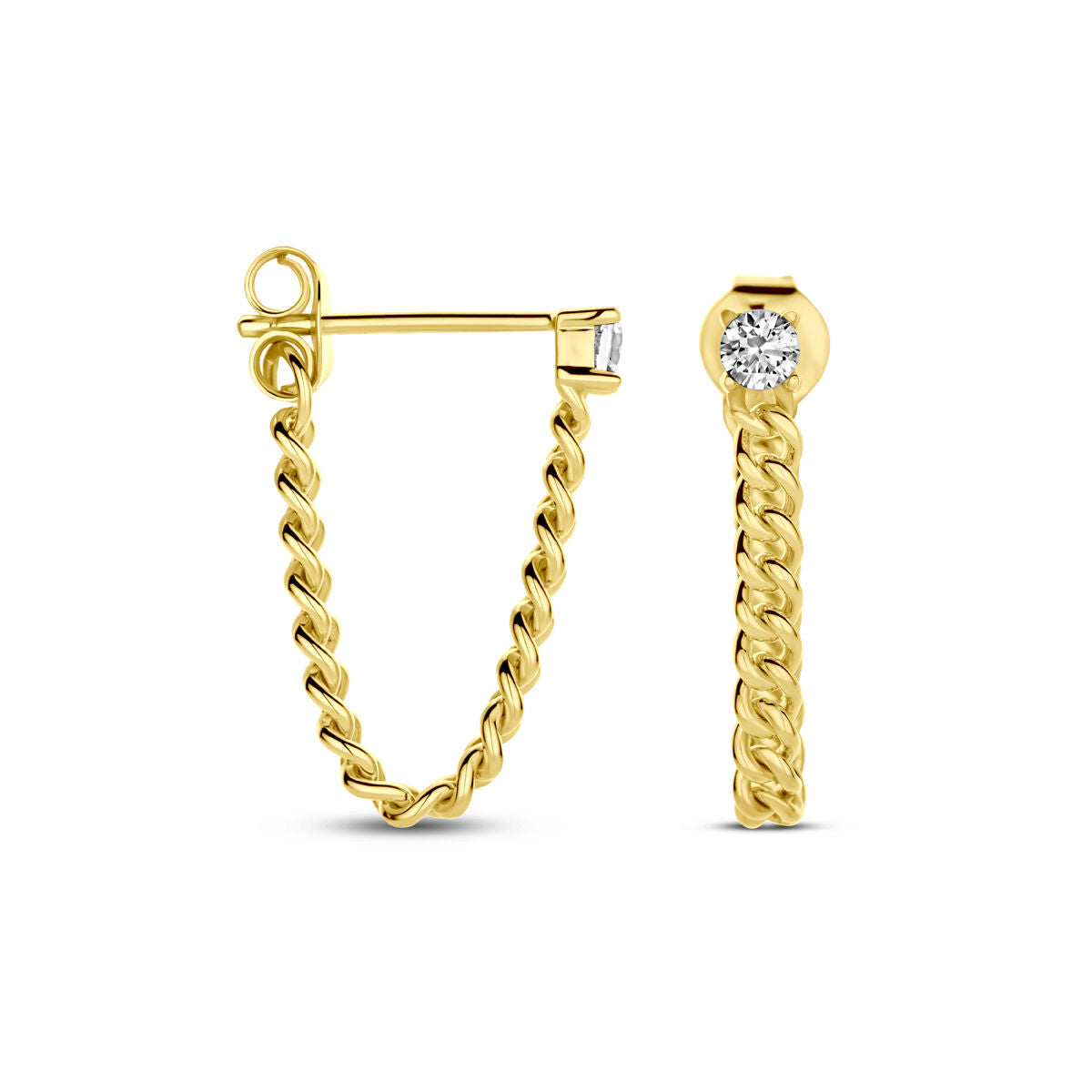 orecchini a bottone zirconia 1 micron argento dorato (giallo)