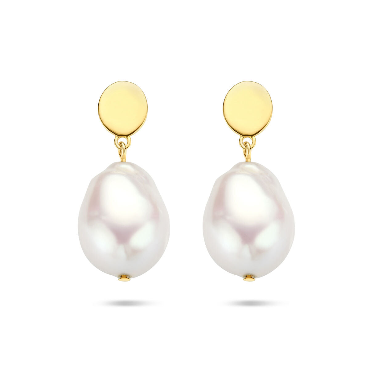Orecchini in oro giallo 14K con perle barocche di forma irregolare.
