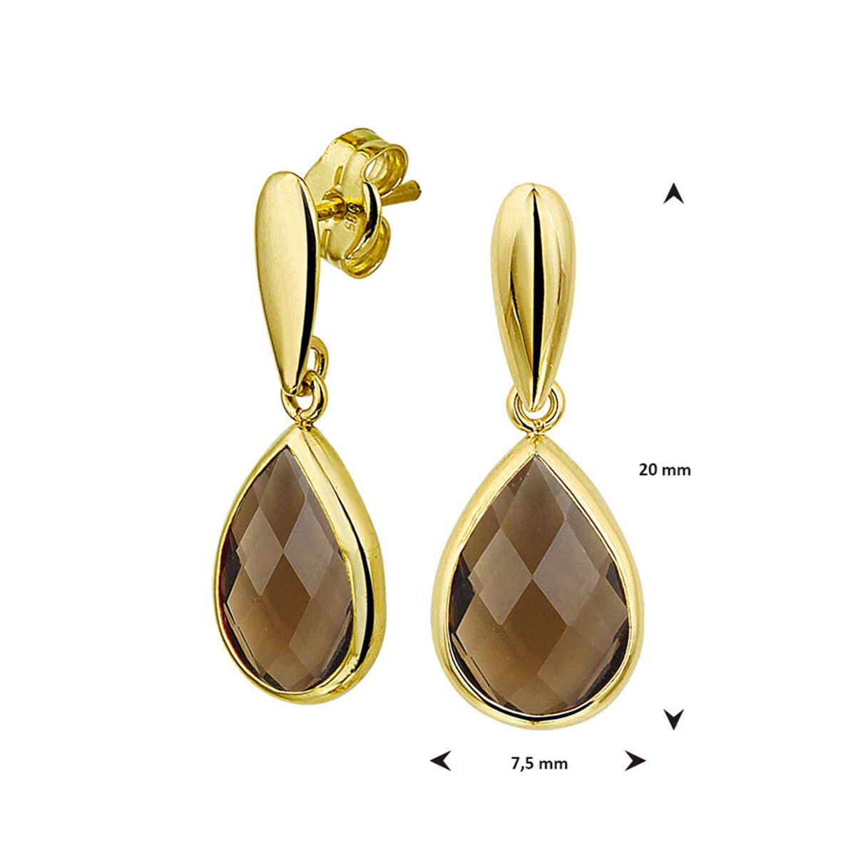 orecchini pendenti quarzo affumicato 14K oro giallo
