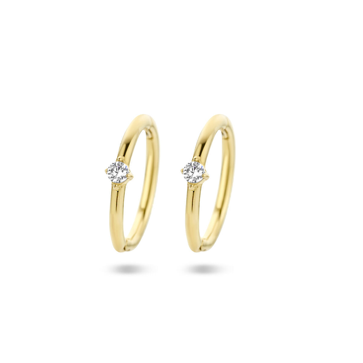 Orecchini alla creola in oro giallo 14K con zircone.