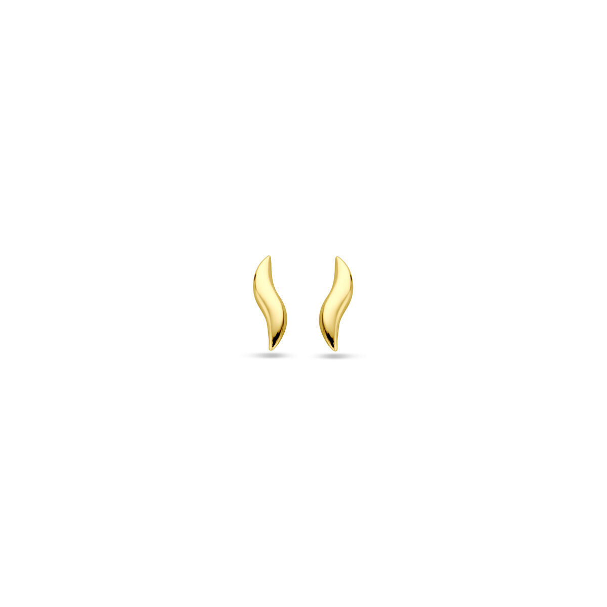 Orecchini in oro giallo 14K, forma ondulata, dimensione 7,5 mm.