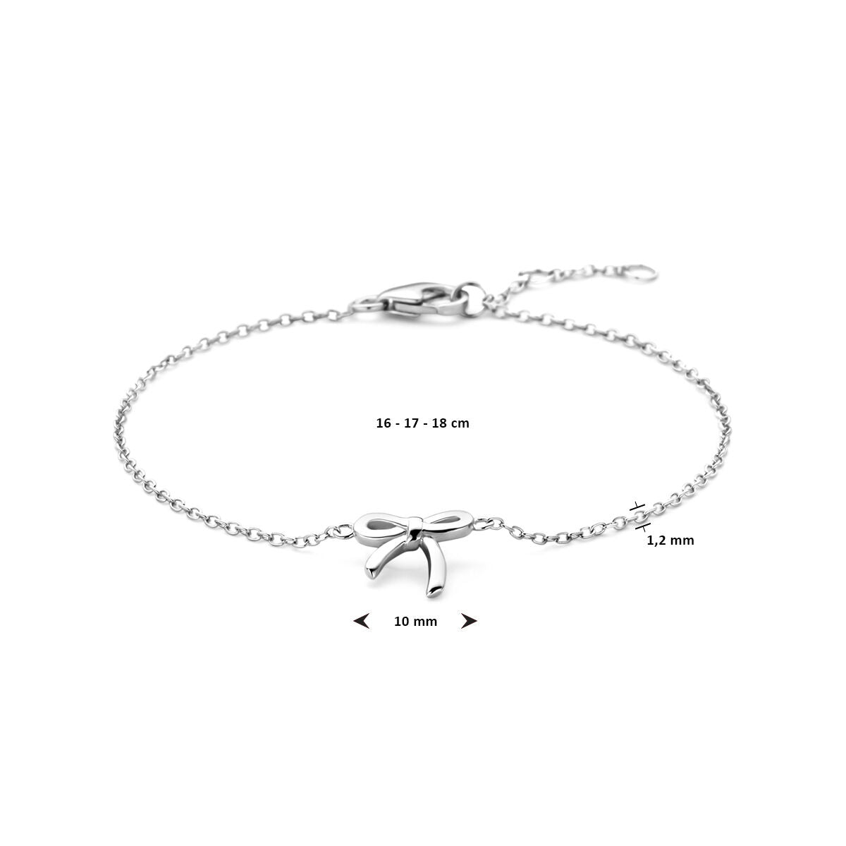 bracciale fiocco 16 - 17 - 18 cm argento rodiato