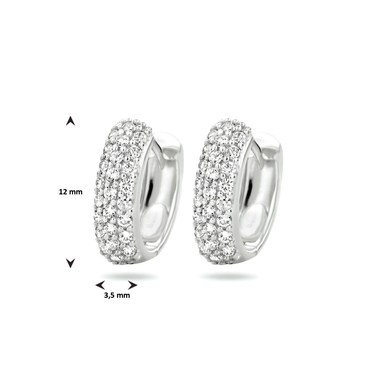 orecchini a cerchio a scatto zircone oro bianco 14K