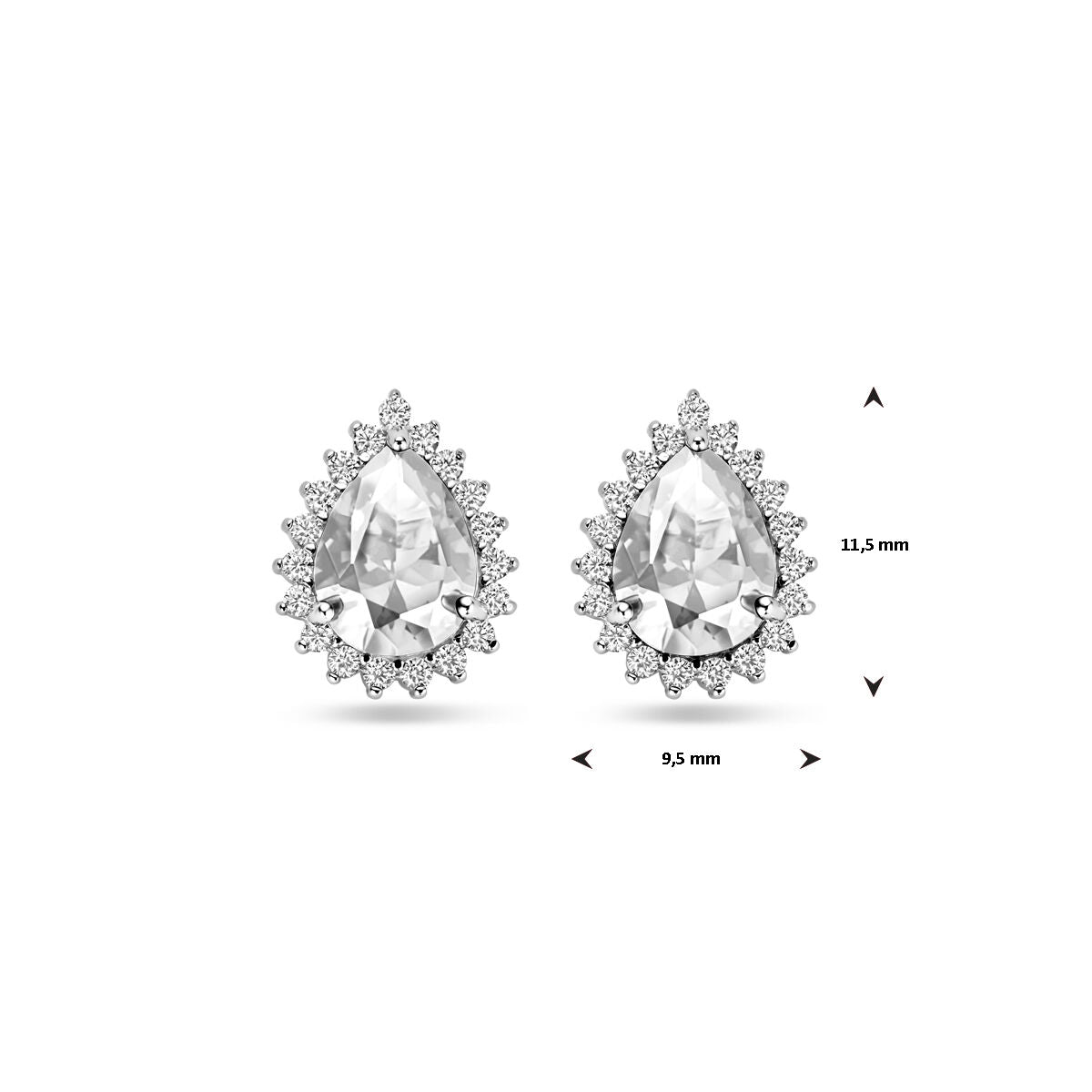 orecchini a bottone zirconi 11,5 mm argento rodiato