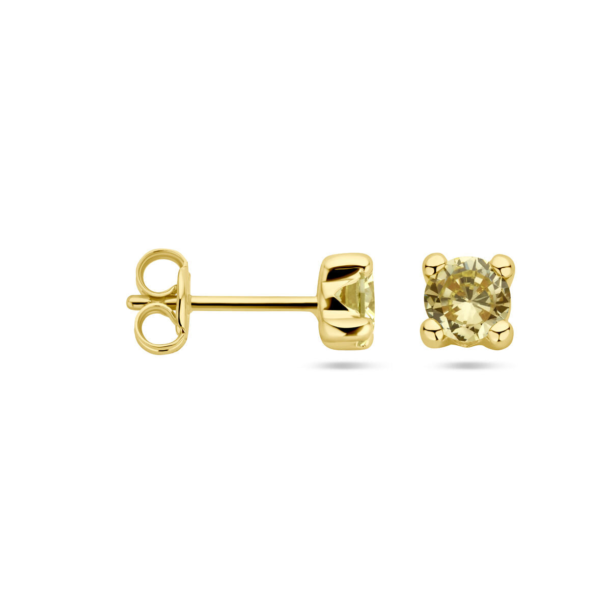 orecchini a bottone peridoto sintetico 14K oro giallo
