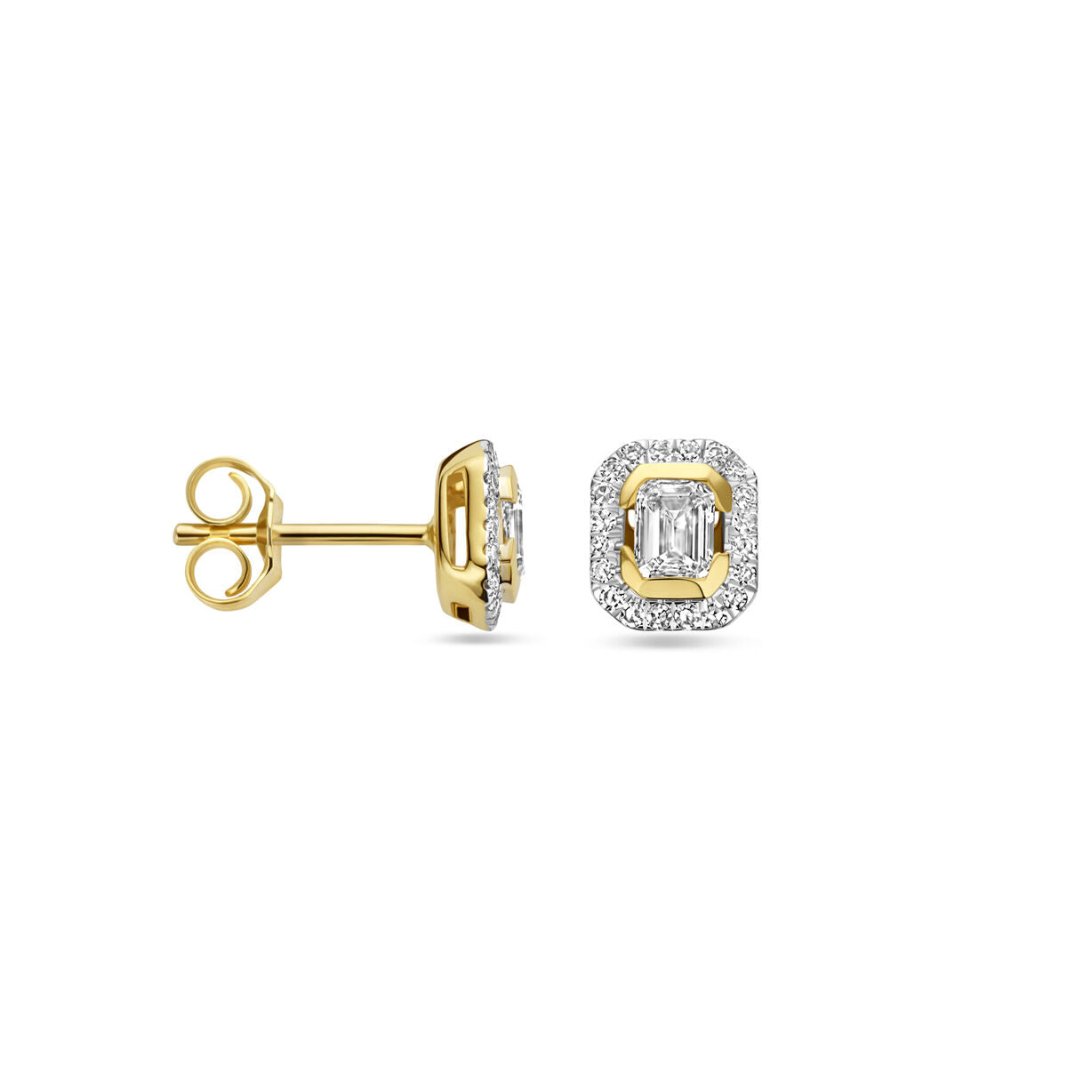 Orecchini a bottone diamante 0,51ct (2x 0,255ct) h si 7 mm oro giallo 14K