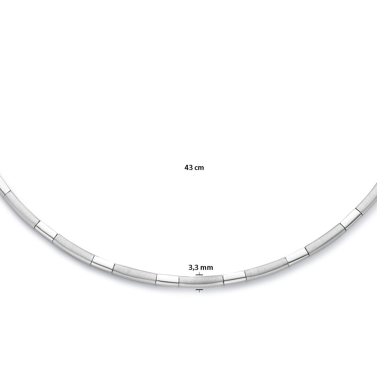 collana choker 3,3 mm 43 cm lucido/opaco argento rodiato