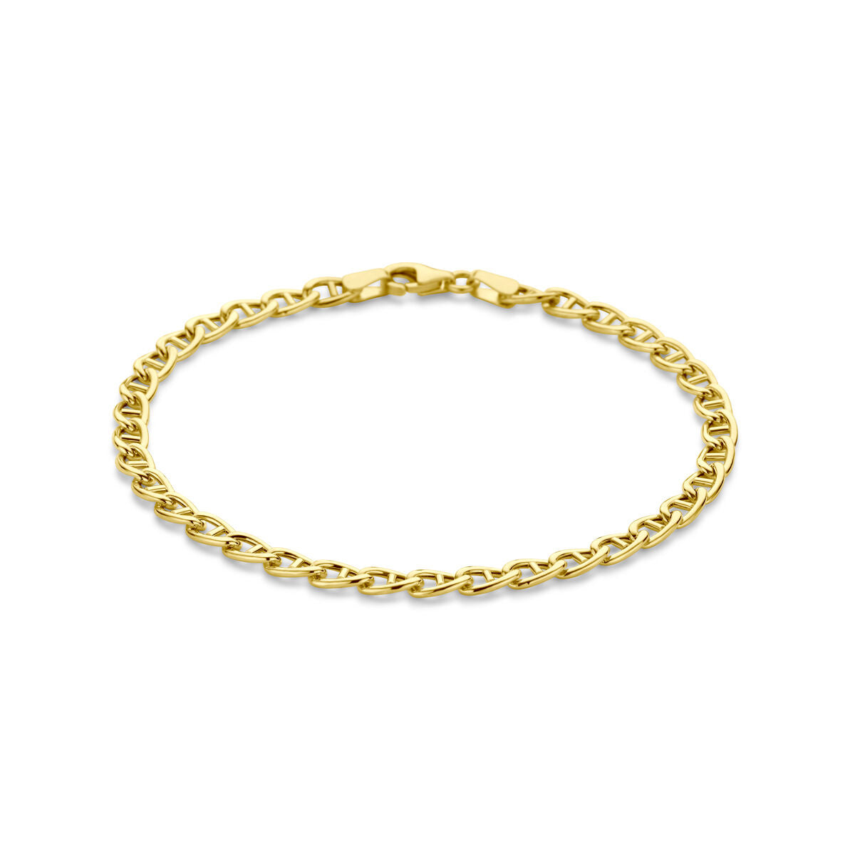 Bracciale in oro giallo 14K, maglia rolò di 4,0 mm, lunghezza 19 cm.