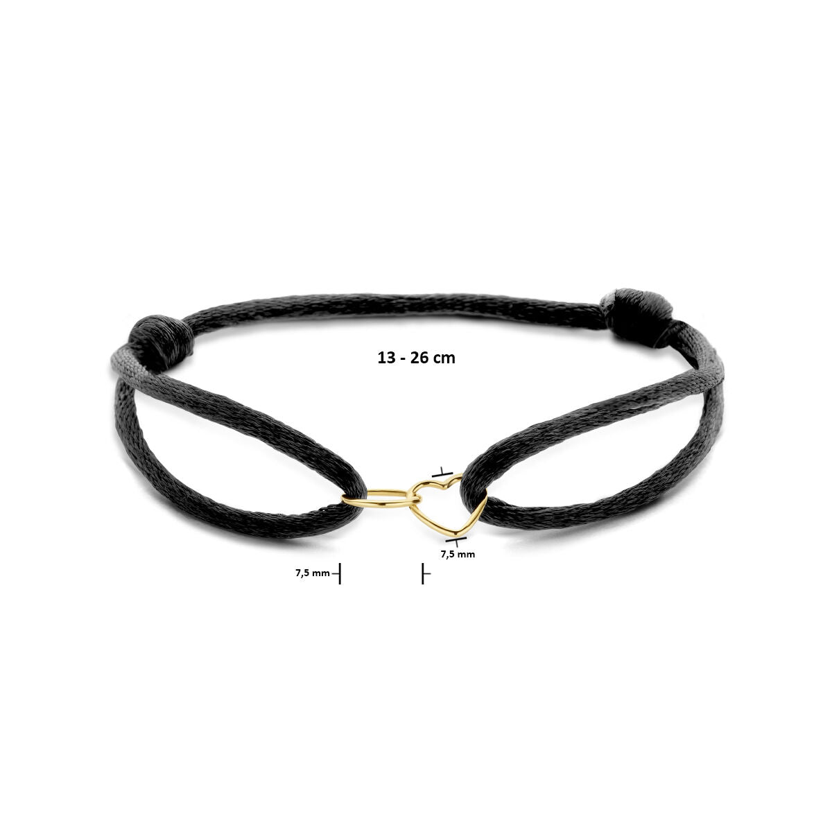 bracciale in raso cuore e cerchio 14K oro con gomma/nylon/pelle