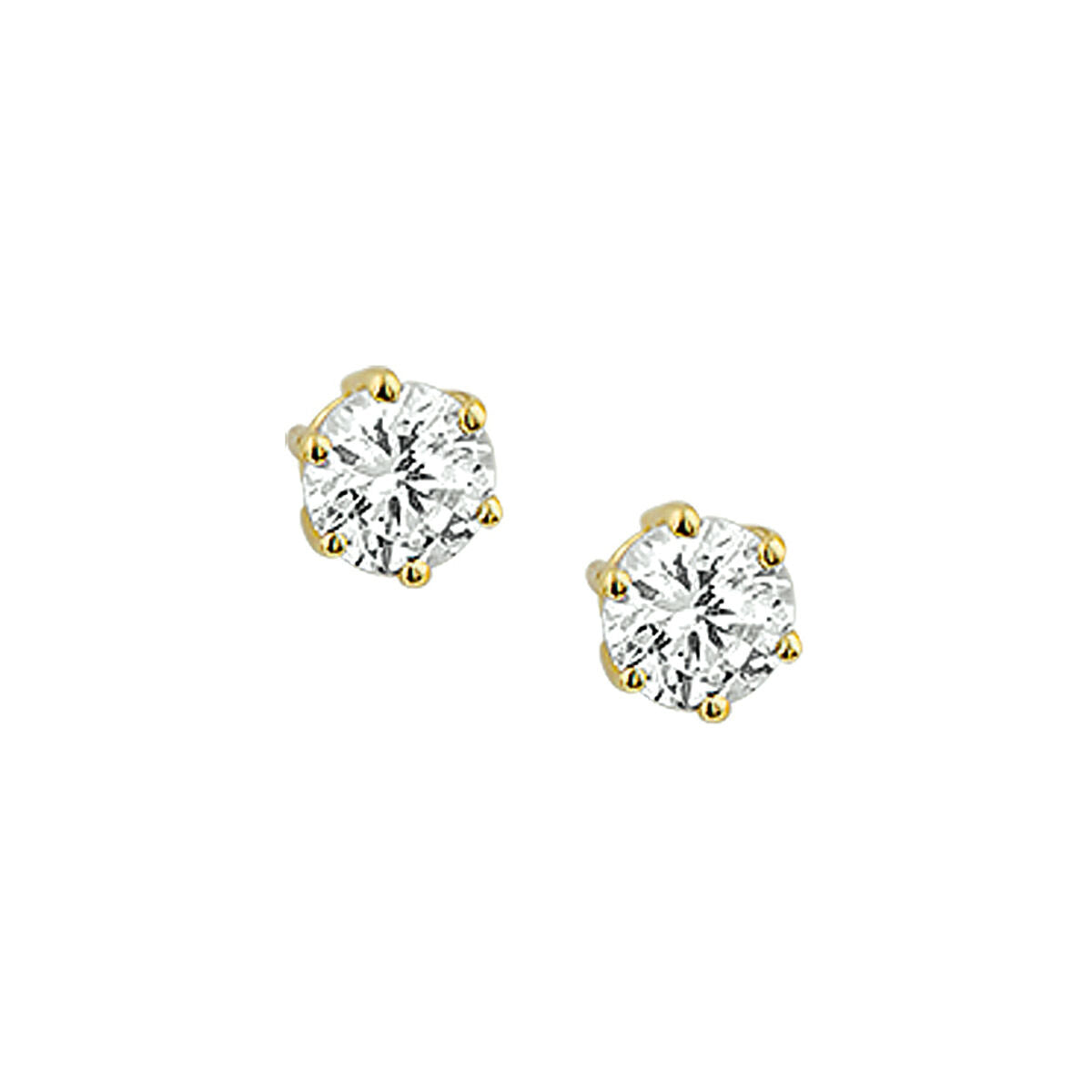 Orecchini in oro giallo 14K con zirconi, design a forma di fiore.