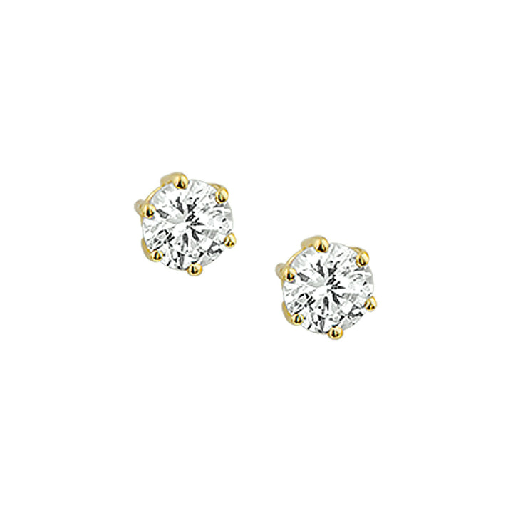Orecchini in oro giallo 14K con zirconi, design a forma di fiore.
