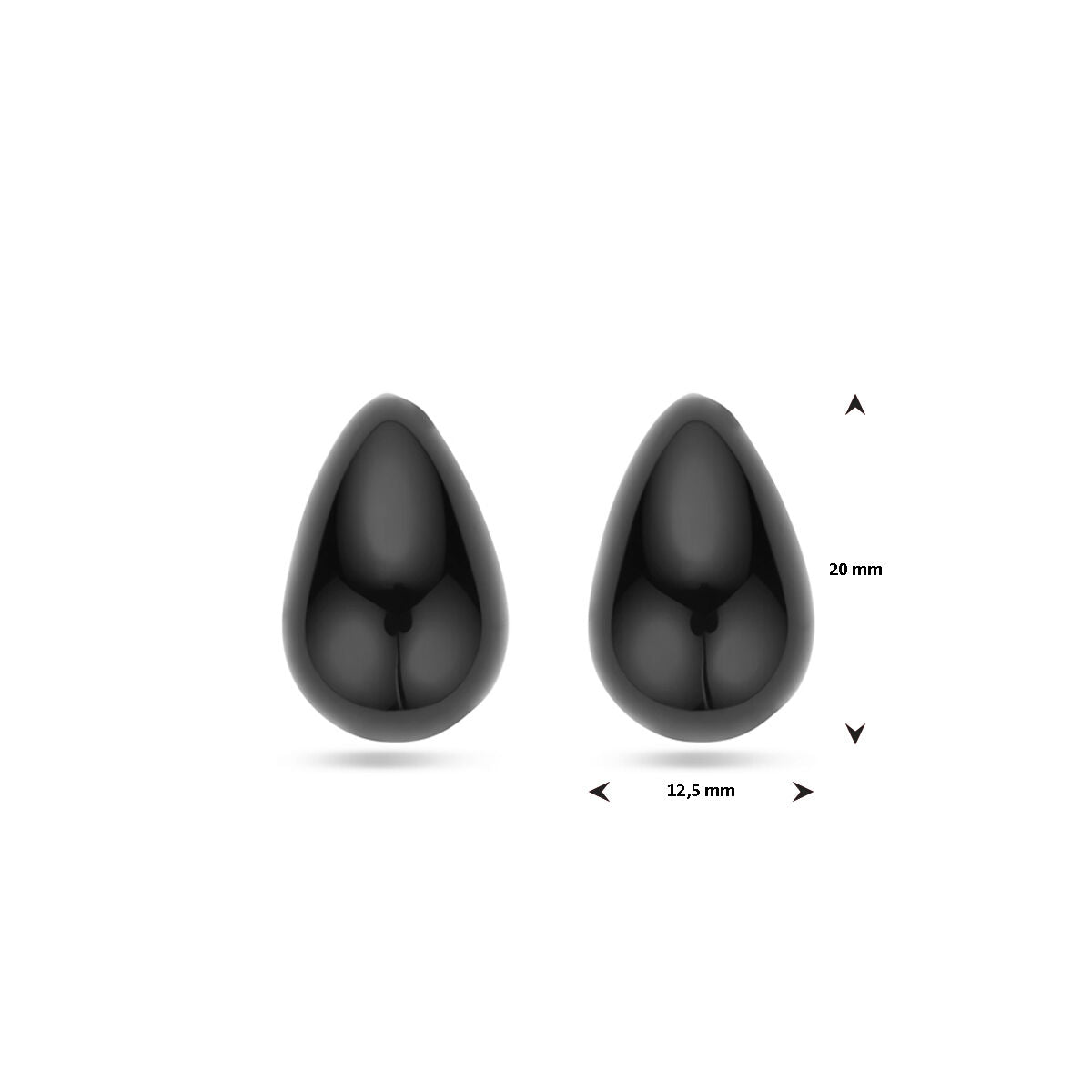 orecchini a bottone smalto nero 1 micron 20 mm argento placcato (giallo)