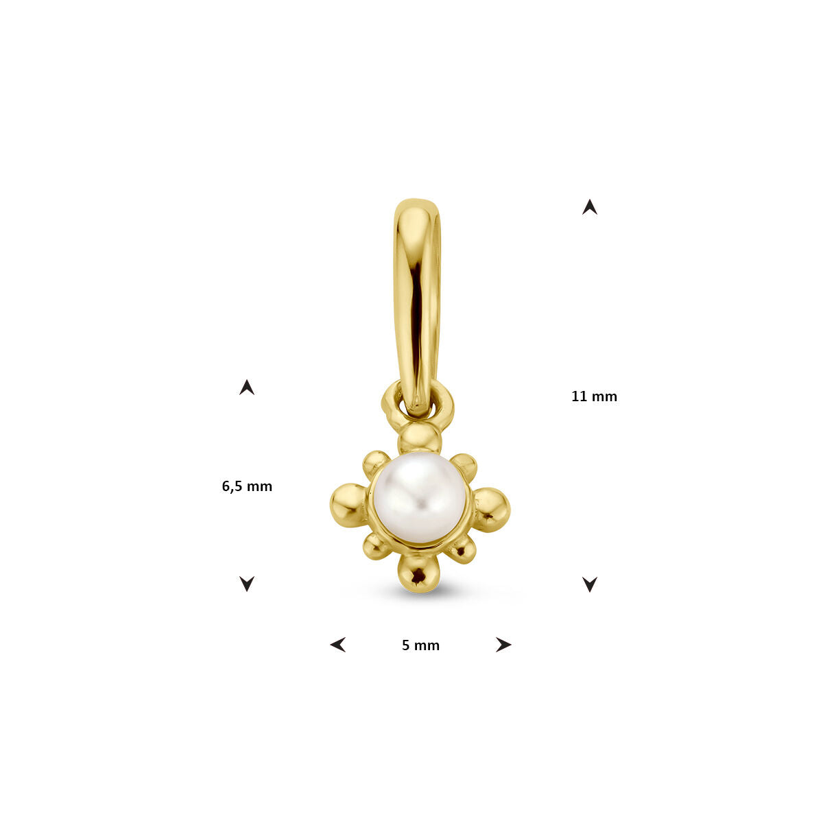 Ciondolo fiore perla oro giallo 14K