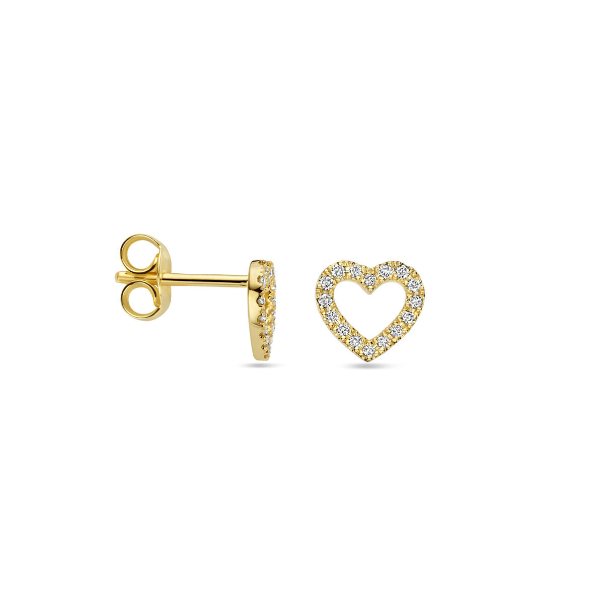 orecchini a bottone cuore diamante 0.11ct (2x 0.055ct) h si 7 mm 14K oro giallo