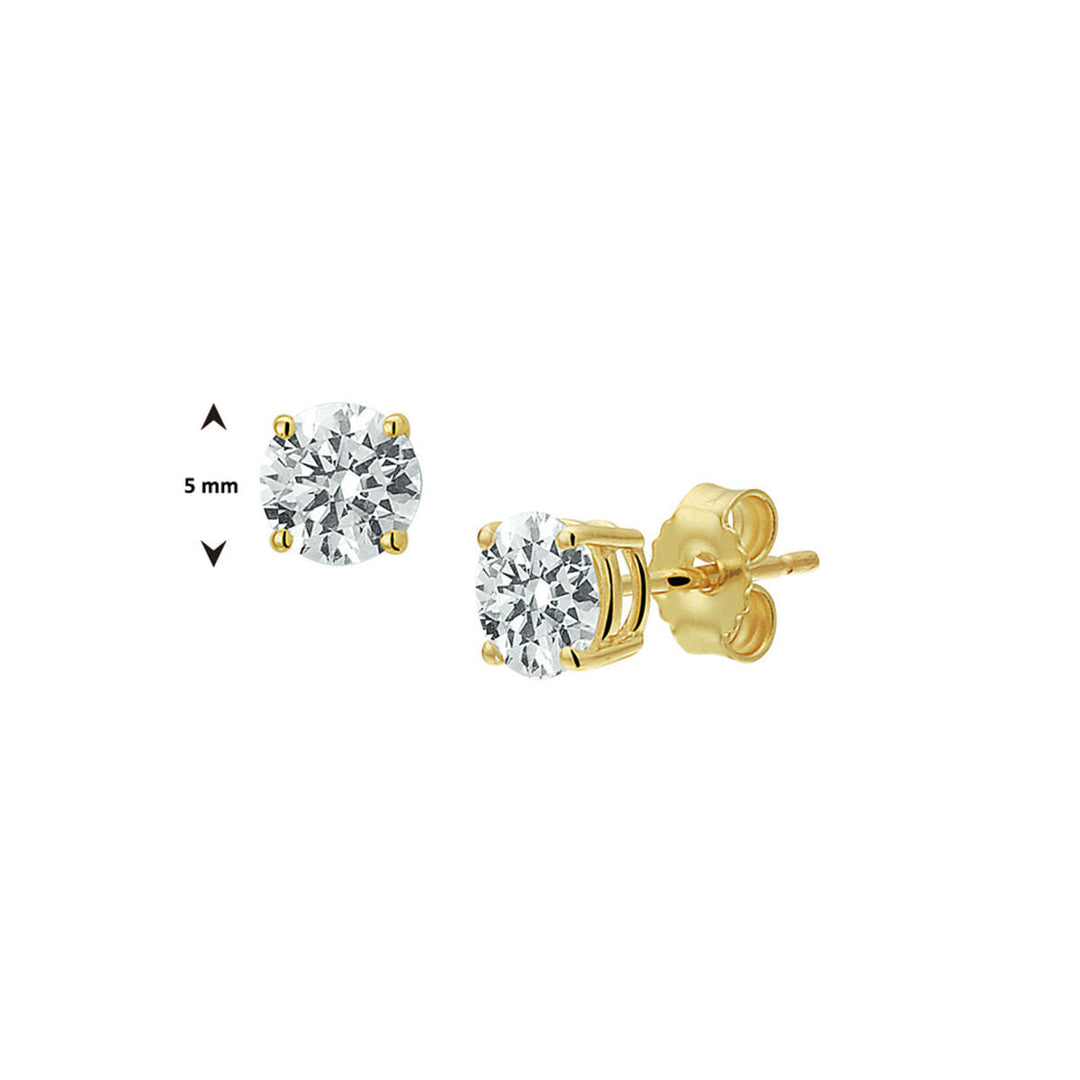 Orecchini a bottone zirconia 14K oro giallo