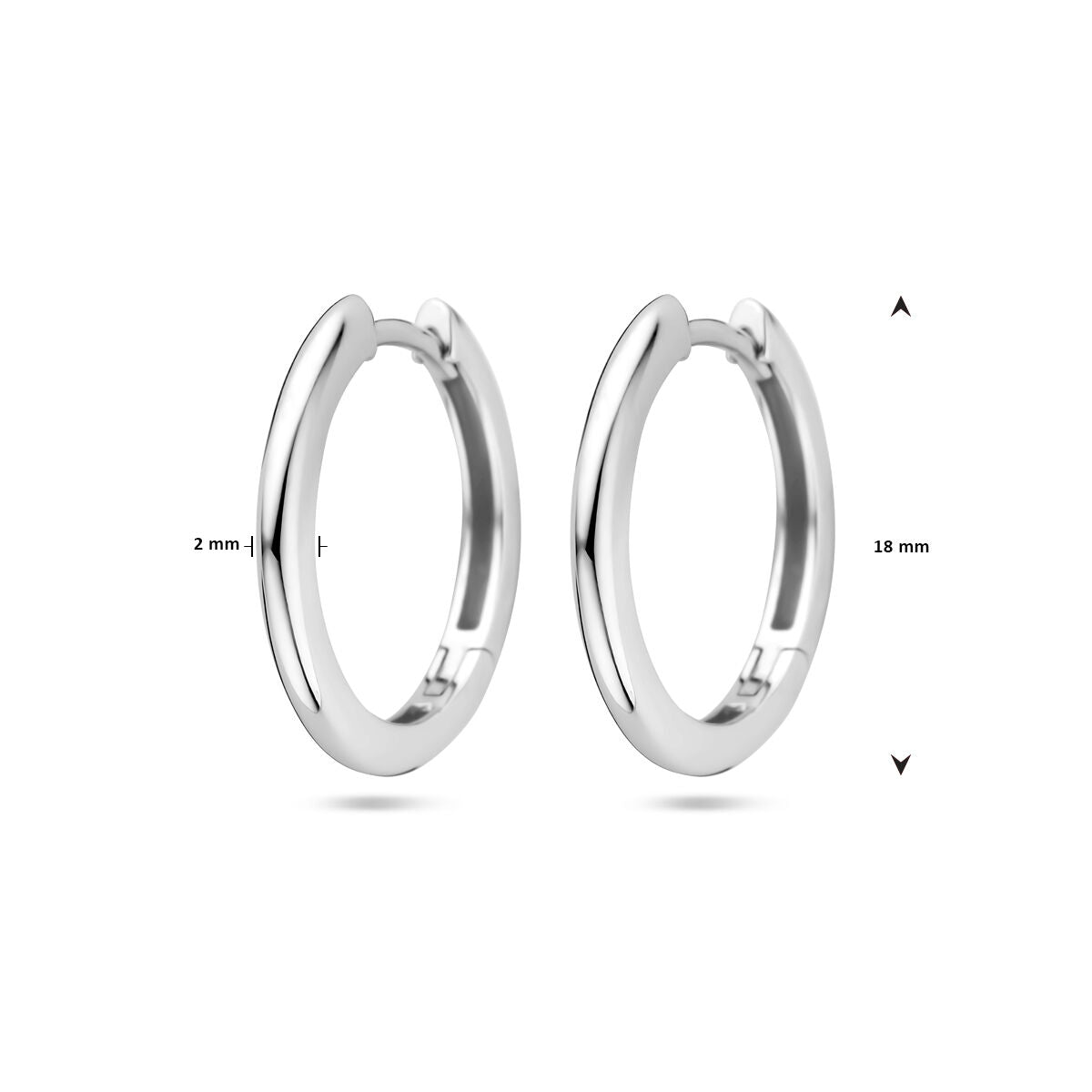 orecchini a cerchio con chiusura a scatto 2,0 mm argento rodiato