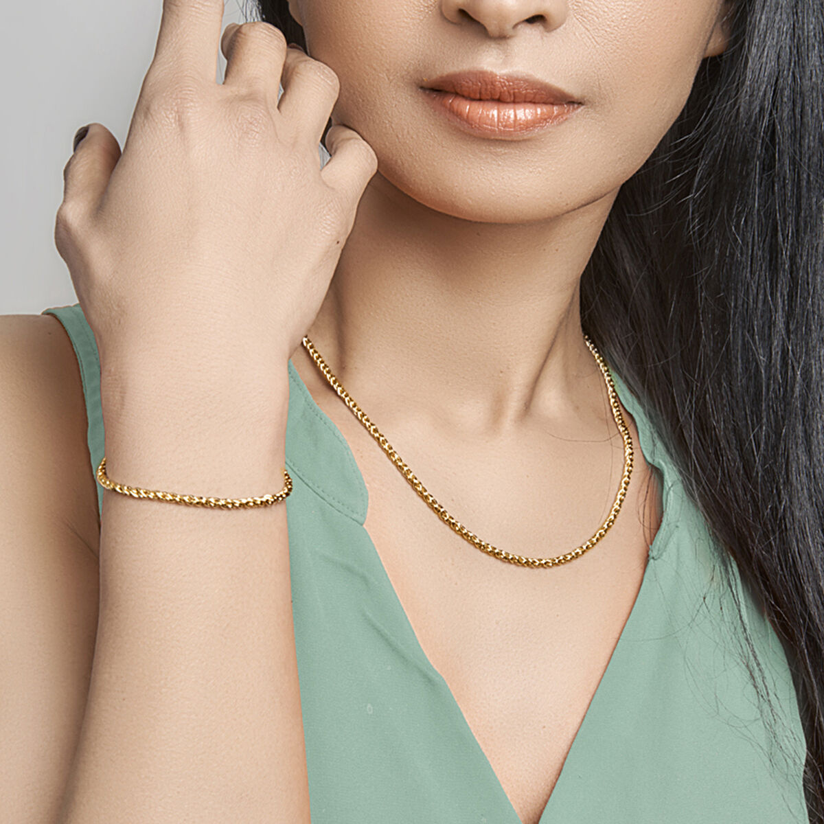 Bracciale in argento da donna a maglia filo (oro giallo con anima d'argento)