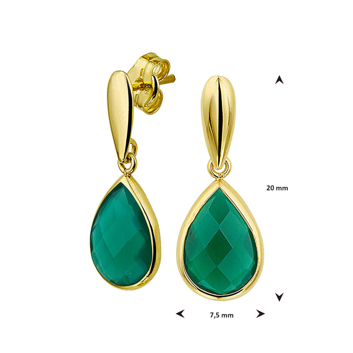 orecchini pendenti agata verde 14K oro giallo
