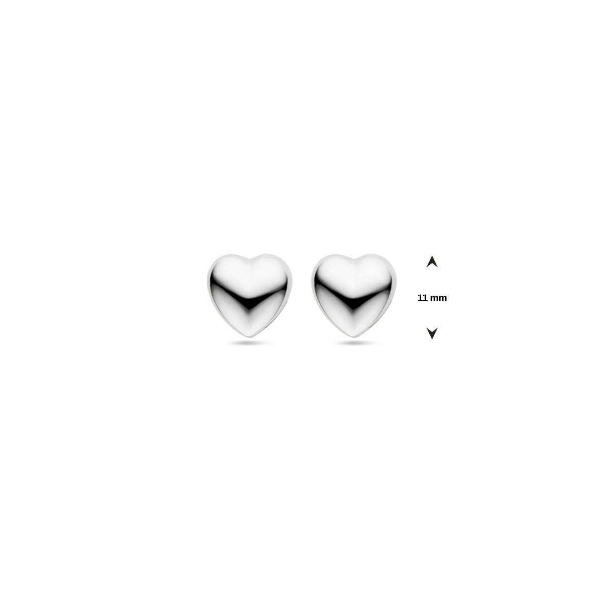 orecchini a bottone cuore 11 mm argento rodiato
