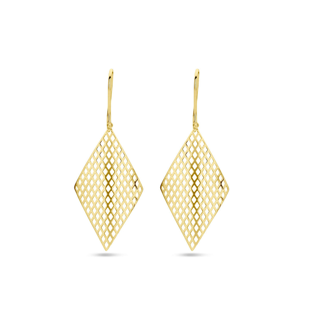 Van der Kooij Collectie - oorhangers ruit franse haak 14K geelgoud