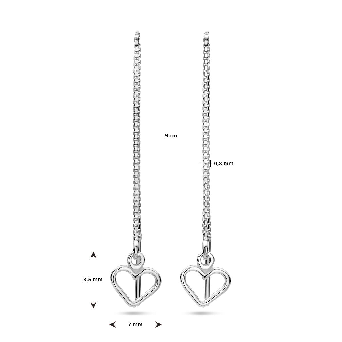 orecchini a filo cuore argento rodiato