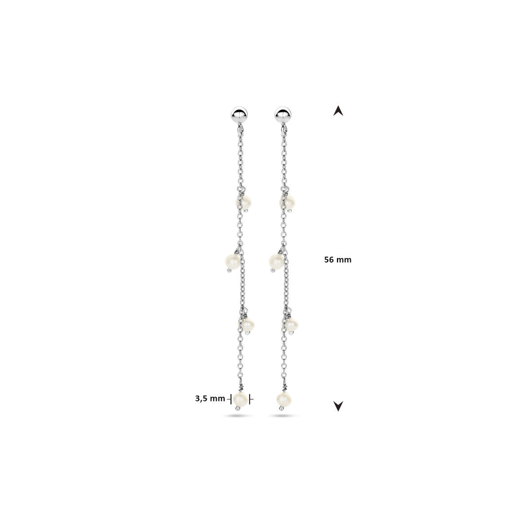 oorhangers parel zilver gerhodineerd
