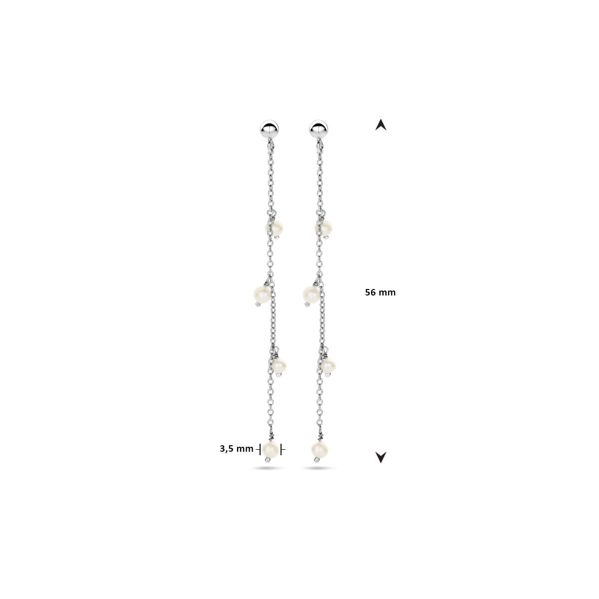 orecchini pendenti perla argento rodiato