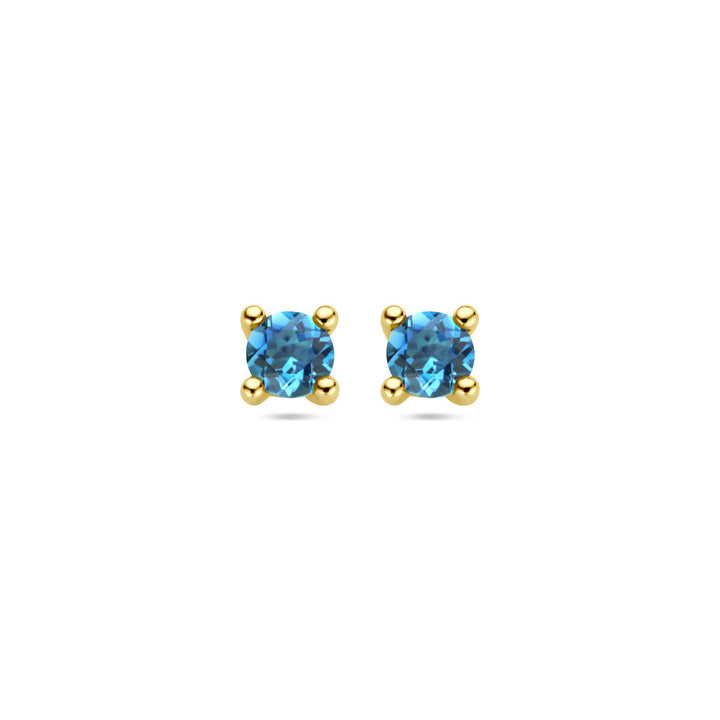 oorknoppen london blue topaas 14K geelgoud