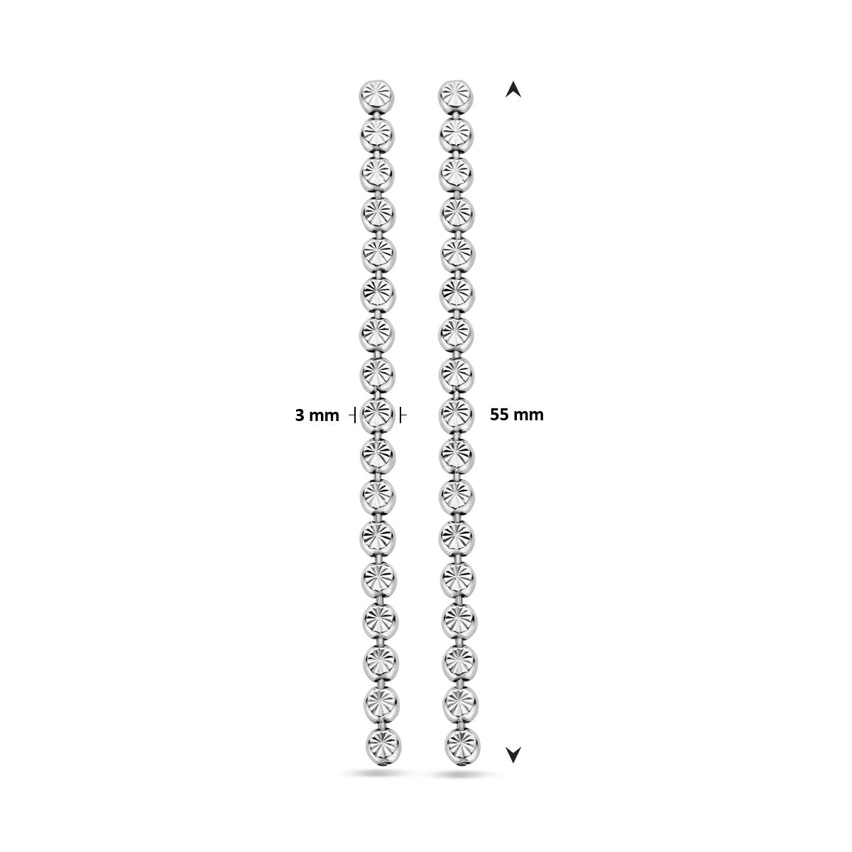 orecchini pendenti diamantati 55 mm argento rodiato