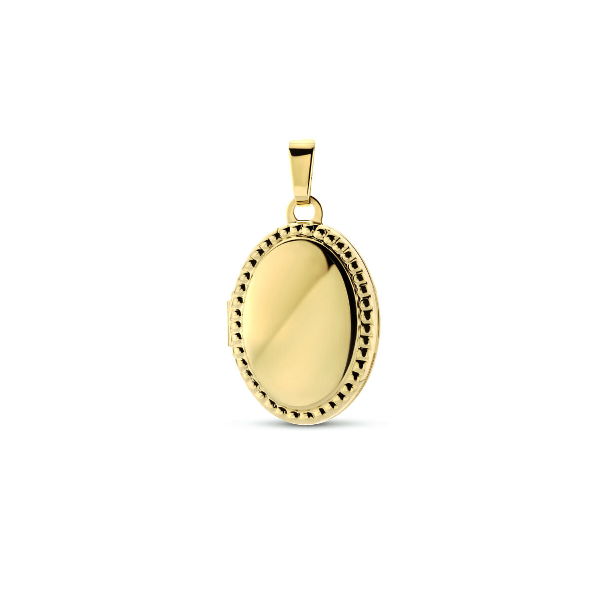 Ciondolo ovale in oro giallo 14K con dettagli a pallini.