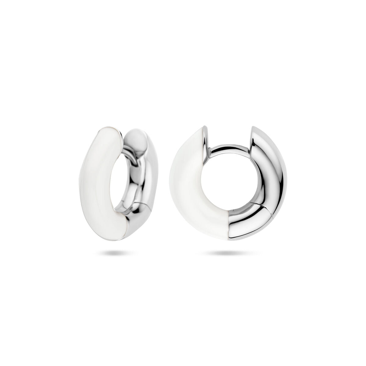 orecchini a scatto smalto bianco 4 mm argento rodiato