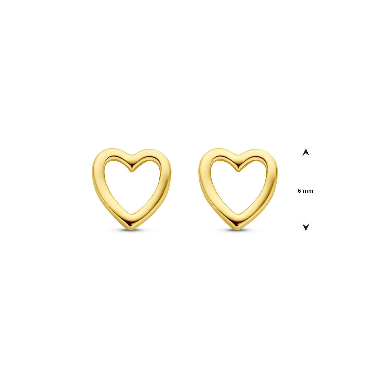 orecchini a bottone cuoricino 6 mm oro giallo 14K