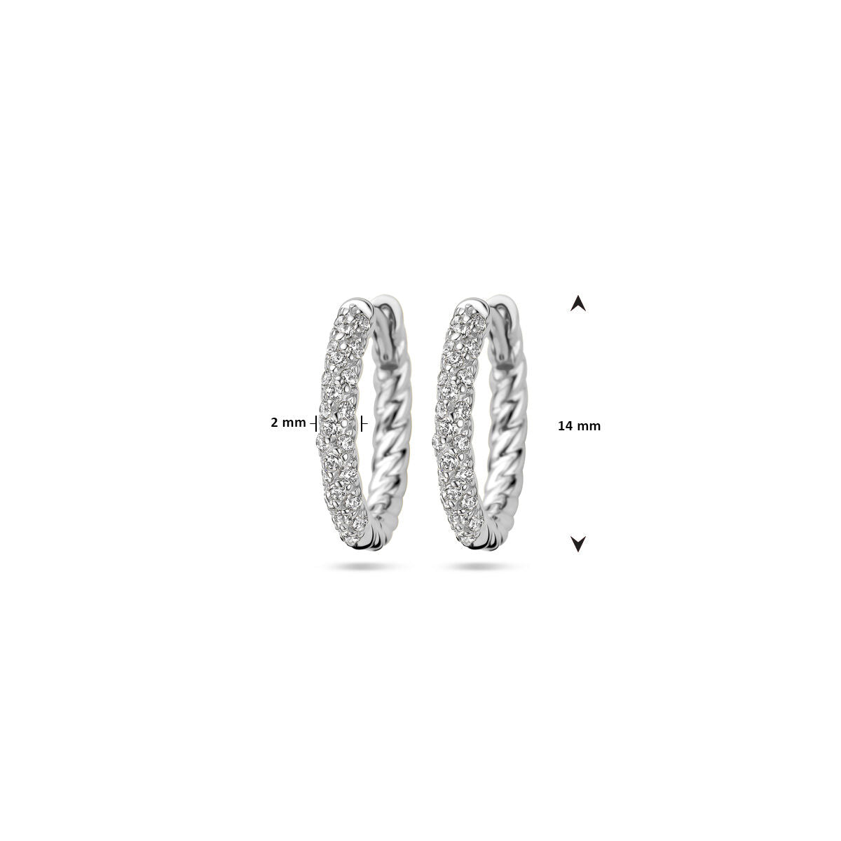 orecchini a clip con zircone in argento rodiato