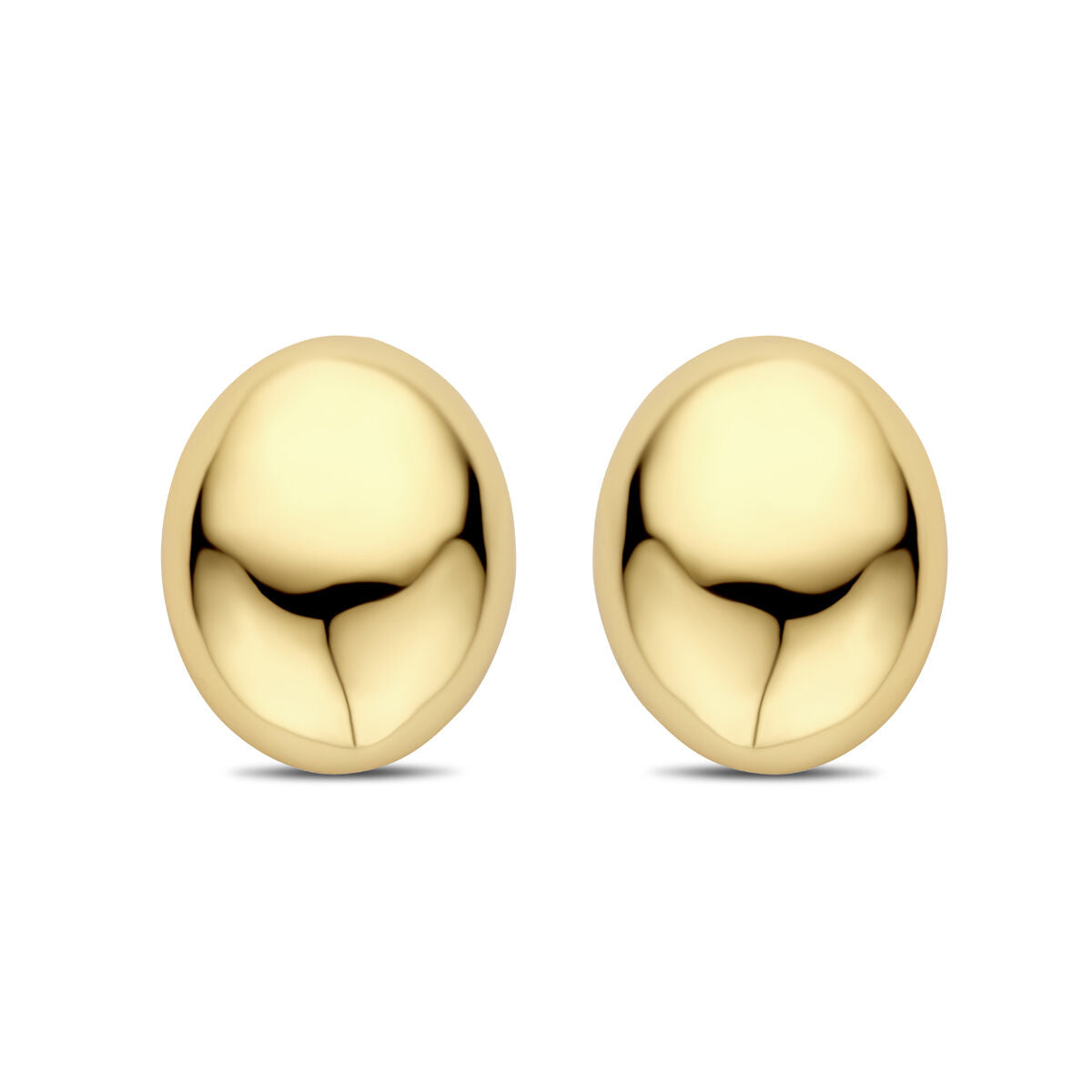 Zilveren oorknoppen verguld met geel goud, 20 mm, gladde, ronde vorm.
