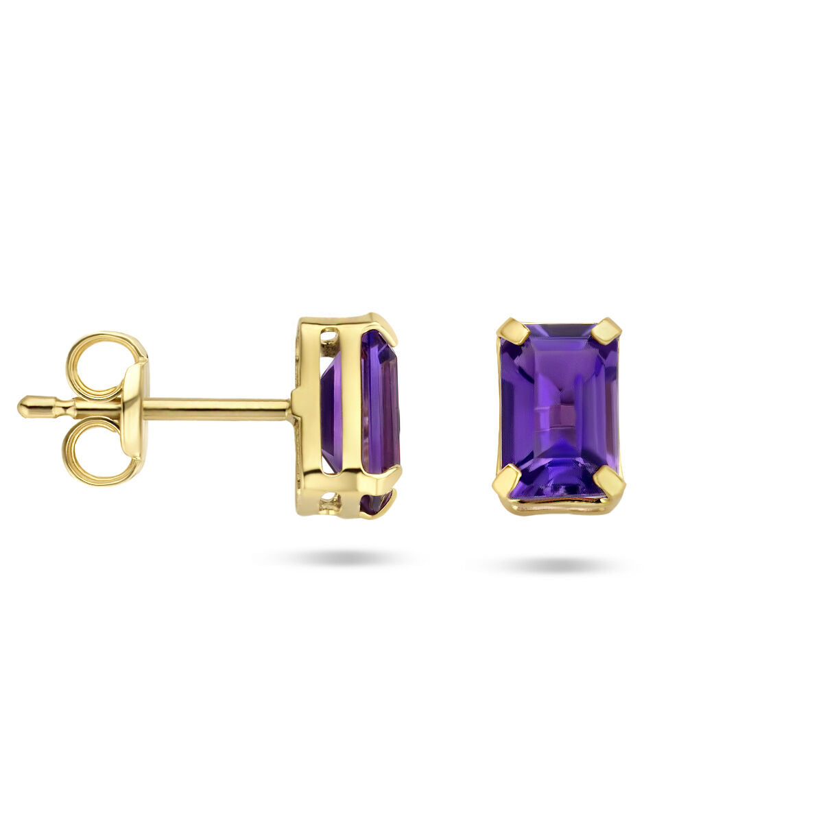 orecchini a bottone ametista oro giallo 14K