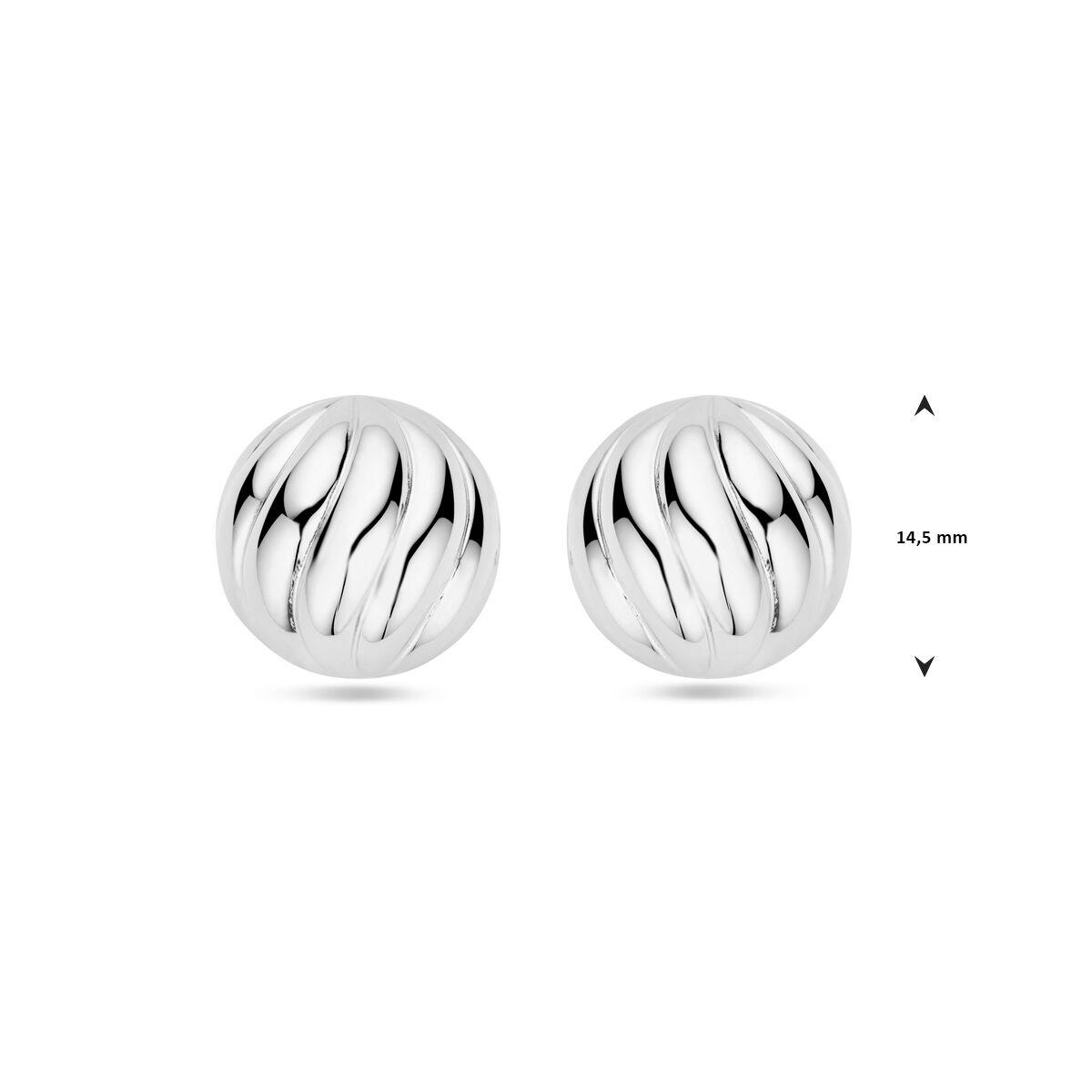orecchini a bottone 14,5 mm argento rodiato