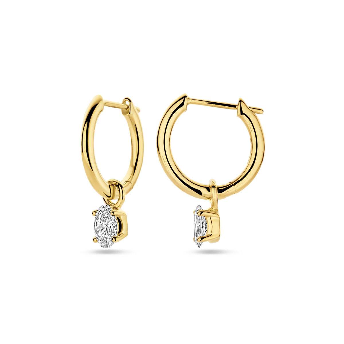 orecchini a cerchio con diamante lab grown 0.5ct (2x 0.25ct) h si oro giallo 14K
