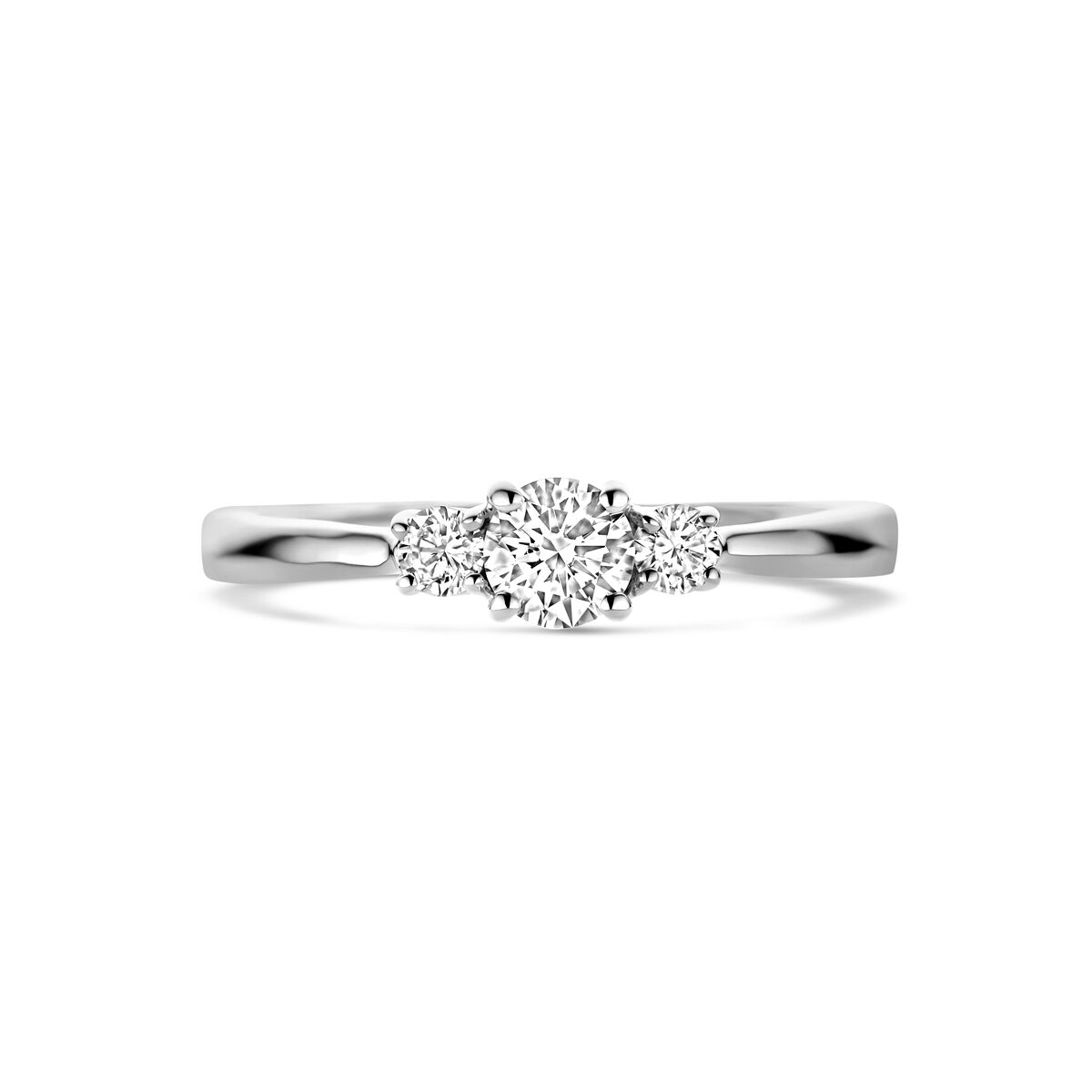 anello trilogy diamante lab grown 0.46ct h si oro bianco 14K