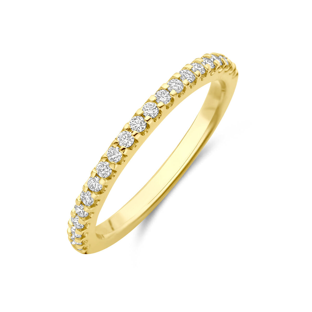 Anello in oro giallo 14K con diamanti lab-grown da 0,25 ct, decorato con pietre brillanti.