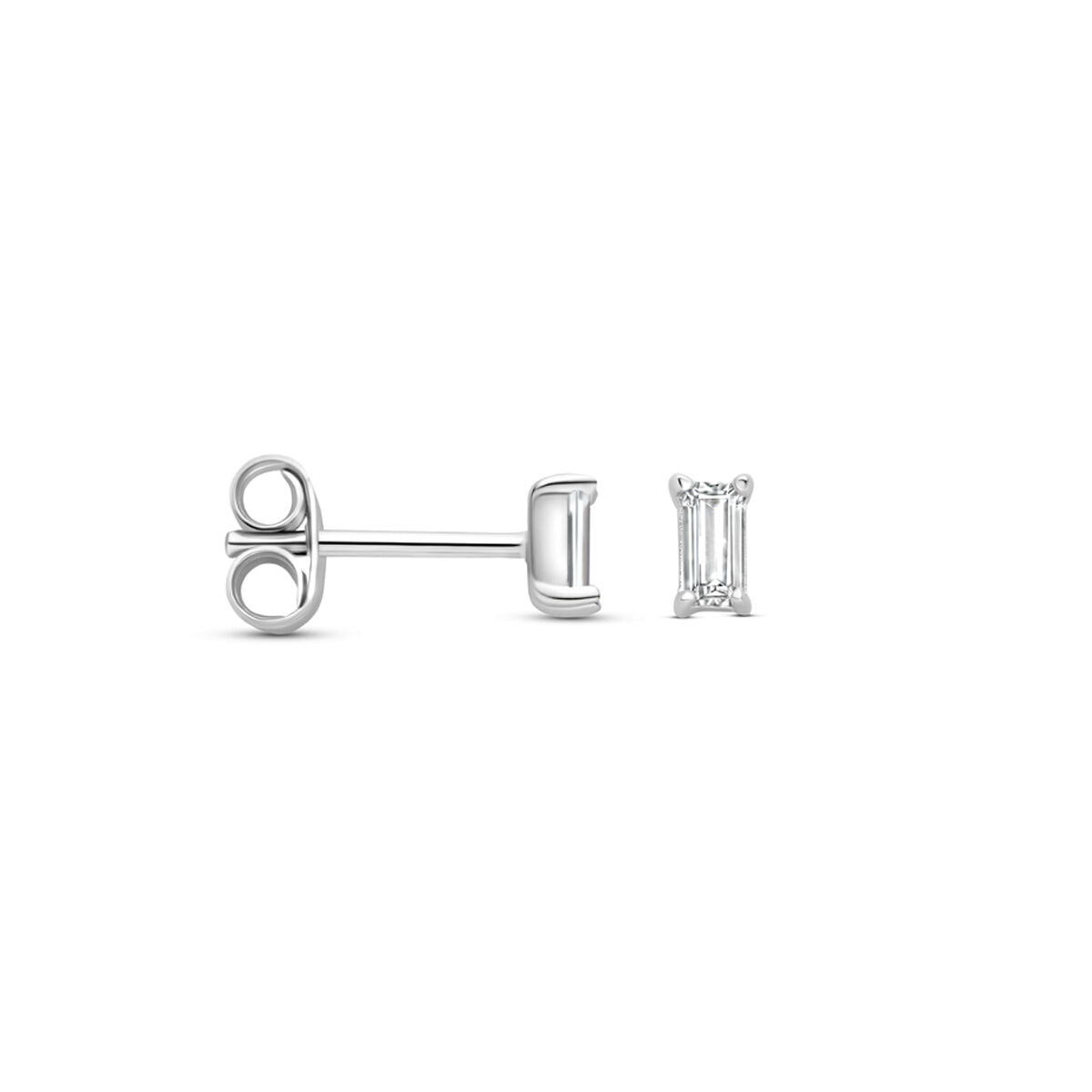 Orecchini a bottone zirconia 4,5 mm argento rodiato