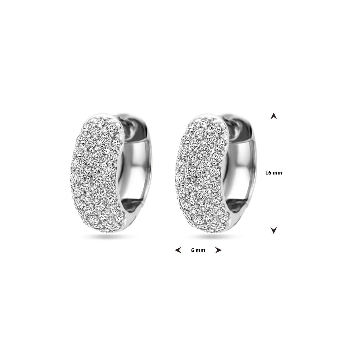 orecchini a cerchio zirconia 16 mm argento rodiato