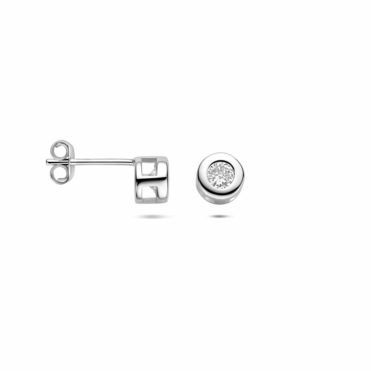 Orecchini a bottone in argento con zirconia – argento 925 rodiato