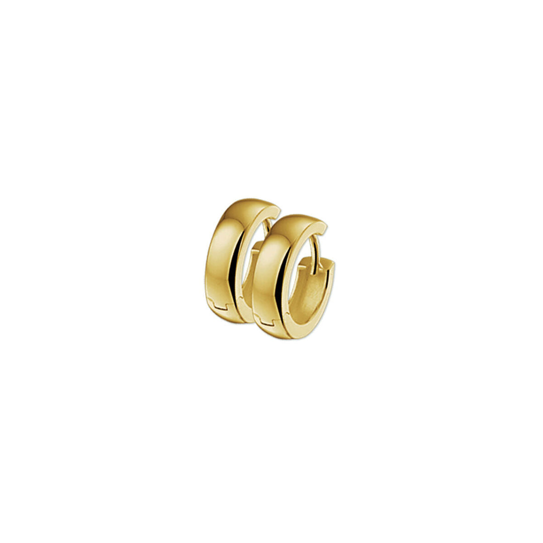 Orecchini alla creola in oro giallo con finitura lucida, spessore 4,0 mm.
